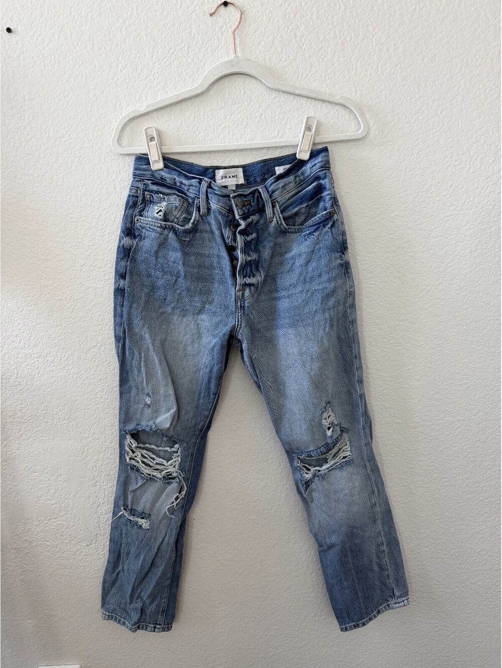 FRAME Le Original Distressed Blue Denim Jeans Size 27 vintage y2k quiet luxury